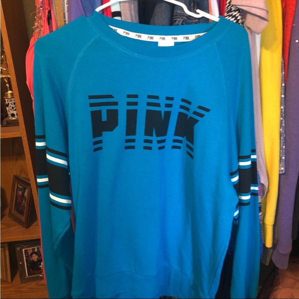 VS PINK BLUE OVERSIZED SWEATSHIRT